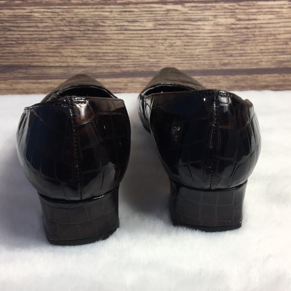 Ros Hommerson Brown size 8 croc Low Heel Pumps shoes corpcore - Picture 3 of 7